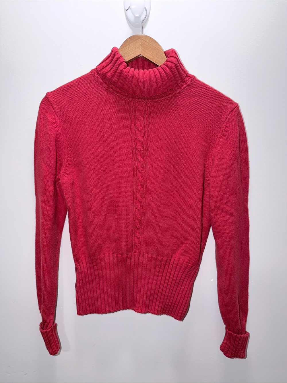 Tommy Hilfiger Y2K Cable Turtleneck Sweater - Red Size L